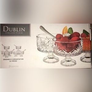 Shannon Crystal by Godinger Dublin 16 Piece Crystal Taster Set w/ Spoons New